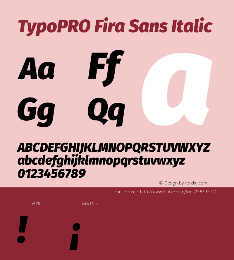 TypoPRO Fira Sans Italic Version 4.106;PS 004.106;hotconv 1.0.70;makeotf.lib2.5.58329 Font Sample