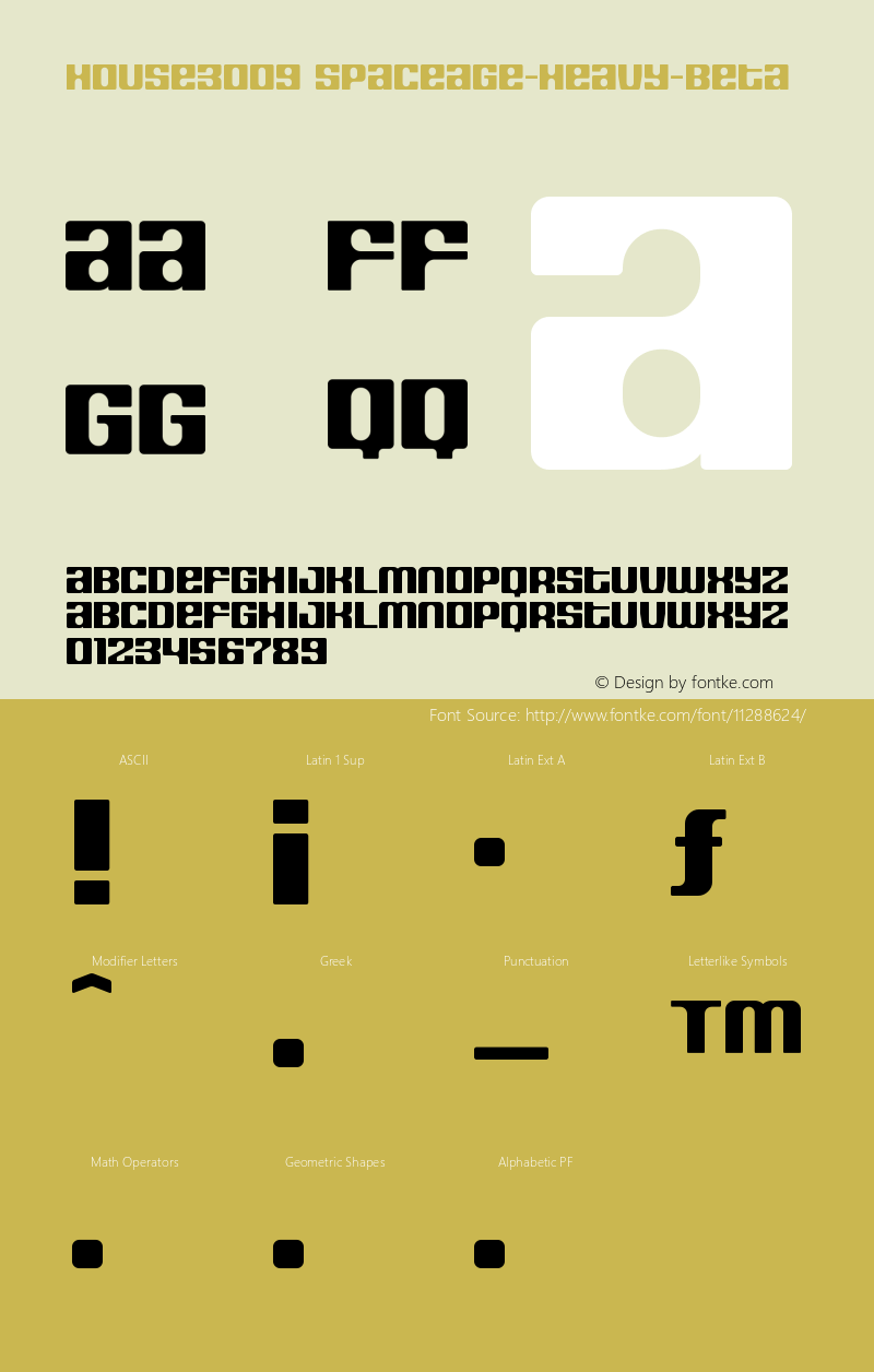 HOUSE3009 Spaceage-Heavy-Beta Version 001.000 Font Sample