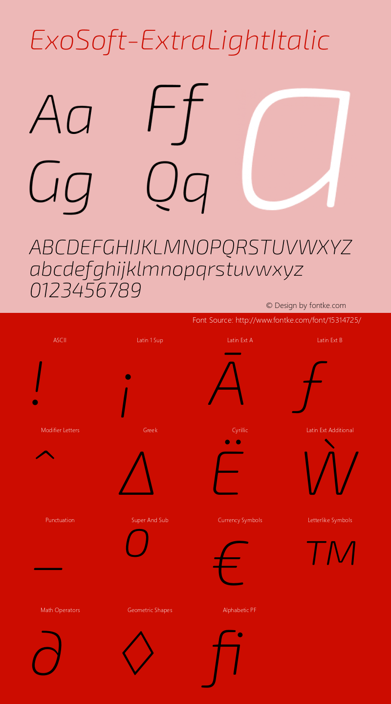 ExoSoft-ExtraLightItalic ☞ Version 1.001;PS 001.001;hotconv 1.0.70;makeotf.lib2.5.58329;com.myfonts.easy.ndiscovered.exo-soft.extra-light-italic.wfkit2.version.4p9b Font Sample