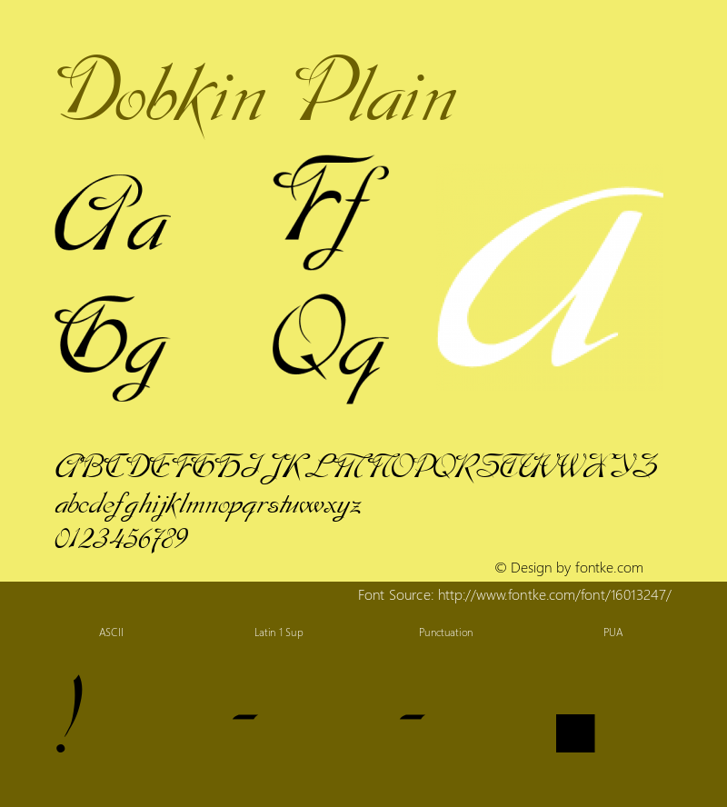 Dobkin Plain Altsys Fontographer 3.3  3/13/92 Font Sample