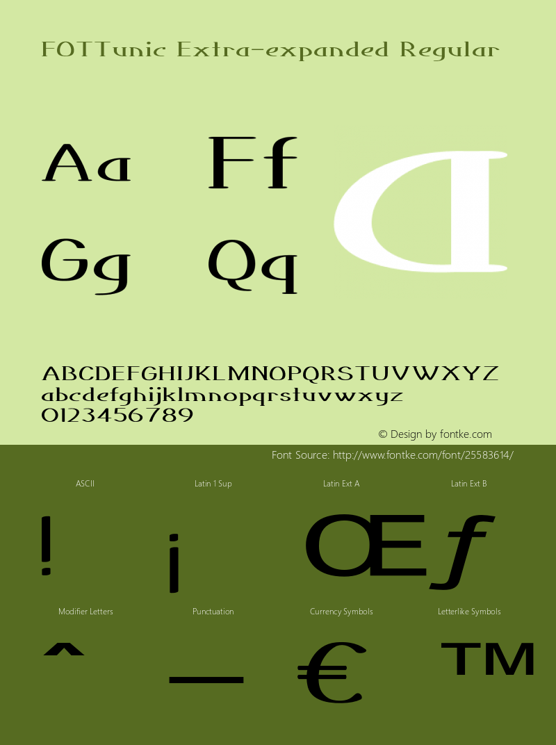 FOTTunic-ExtraexpandedRegular Version 1.000 Font Sample