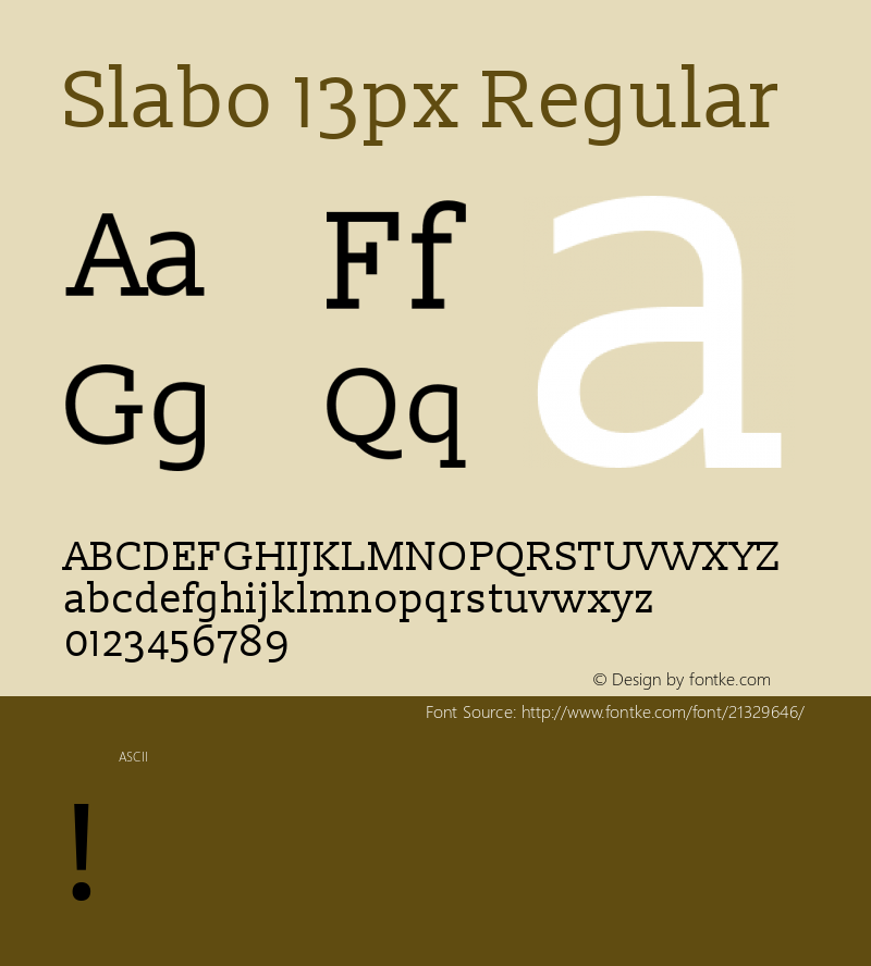 Slabo13px Version 1.0 Font Sample