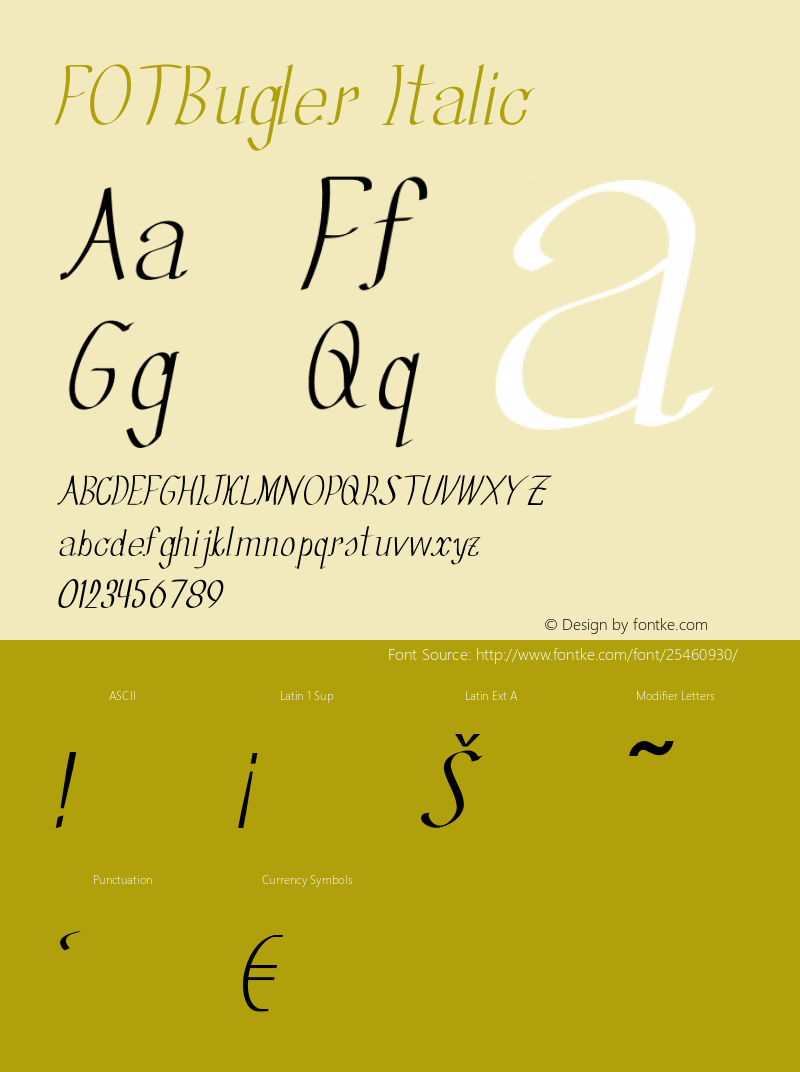 FOTBugler-Italic Version 1.000 Font Sample