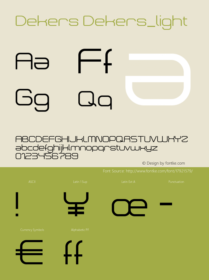 Dekers Dekers_light Version 1.0 Font Sample