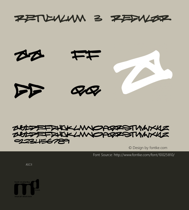 Reticulum 3 Regular Macromedia Fontographer 4.1.2 15/4/99 Font Sample