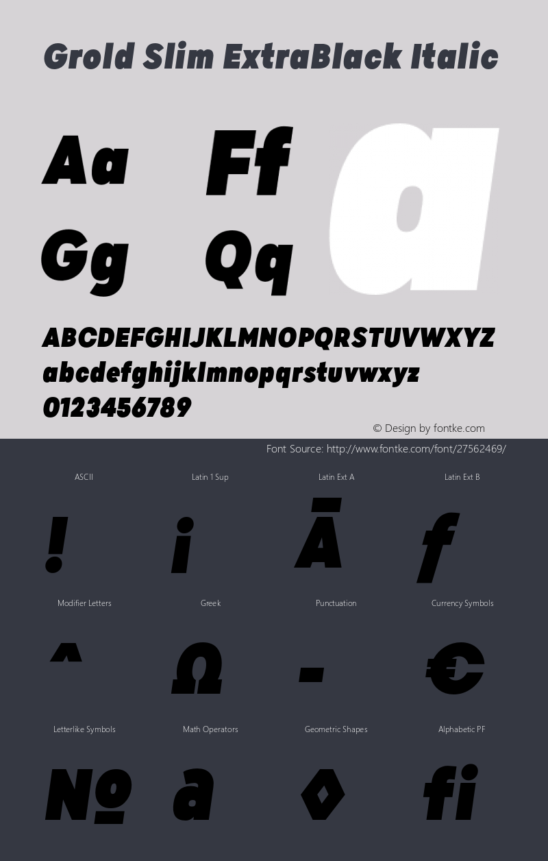 GroldSlim-ExtraBlackItalic Version 1.000;YWFTv17 Font Sample