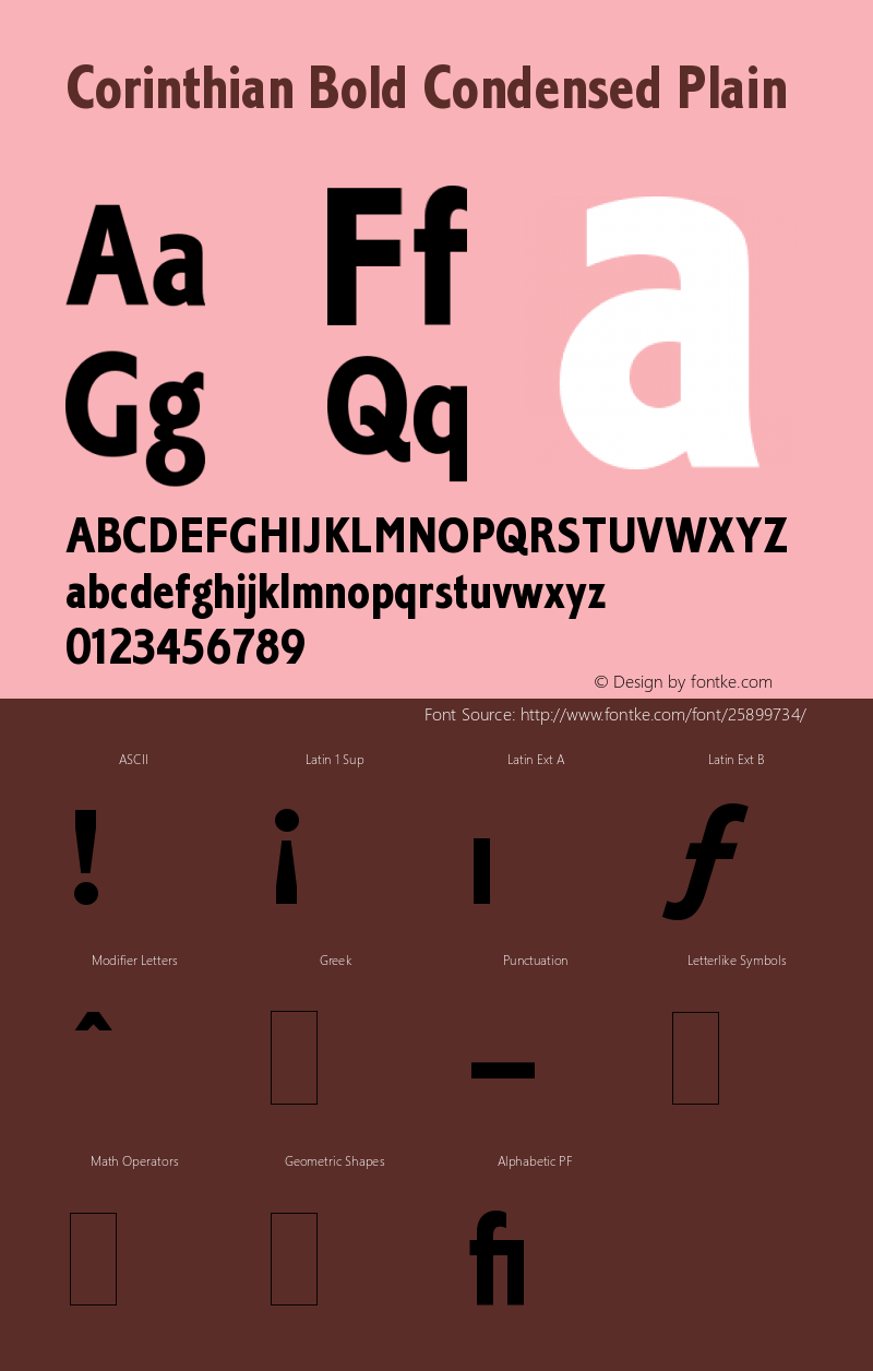 Corinthian Bold Condensed Plain Version 1.0 Font Sample