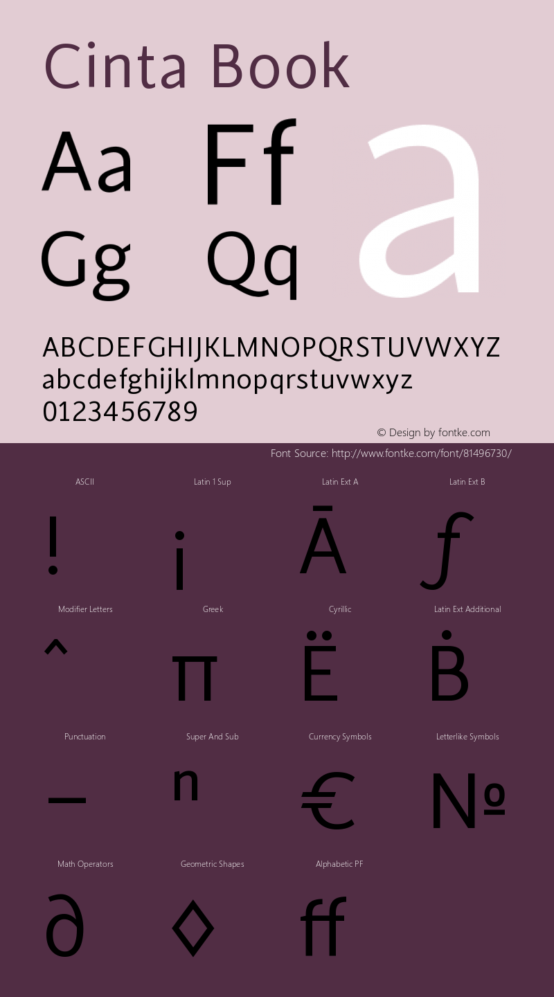 CintaBook Version 1.000 Font Sample