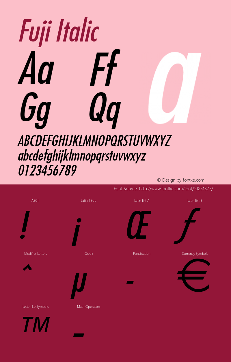 Fuji Italic Altsys Fontographer 4.1 11/3/95 Font Sample