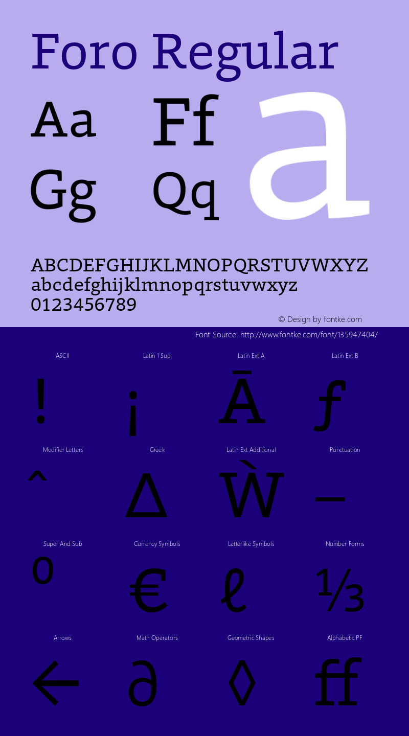 Foro-Regular Version 1.000 Font Sample