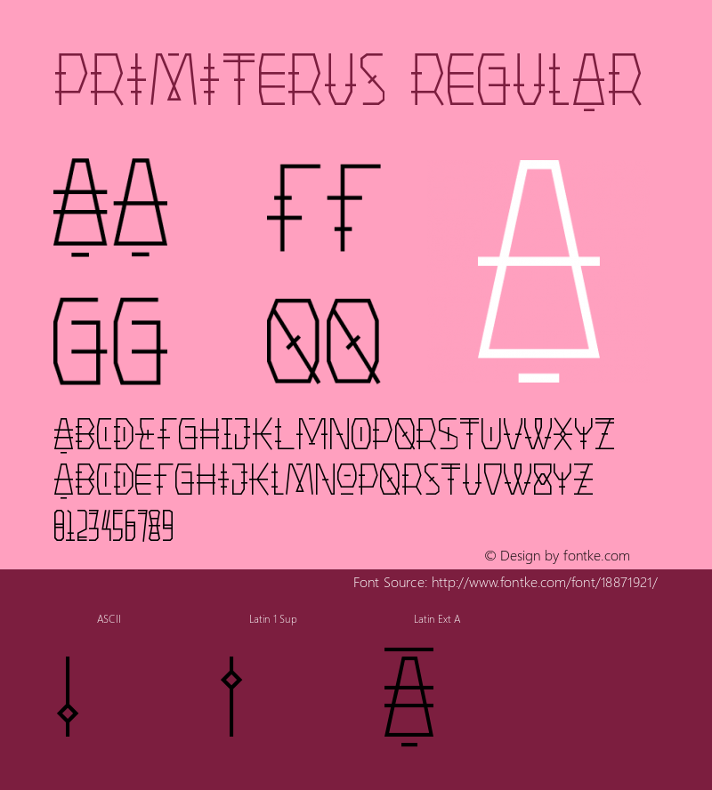 Primiterus Regular Version 1.00 Font Sample