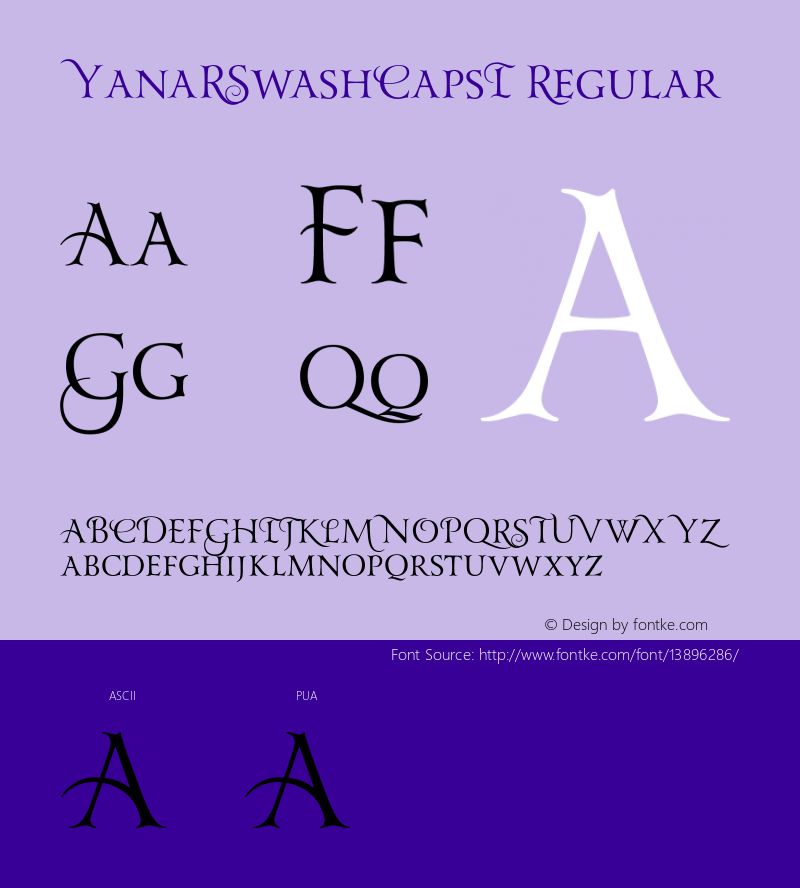 YanaRSwashCapsI Regular Version 1.000 Font Sample