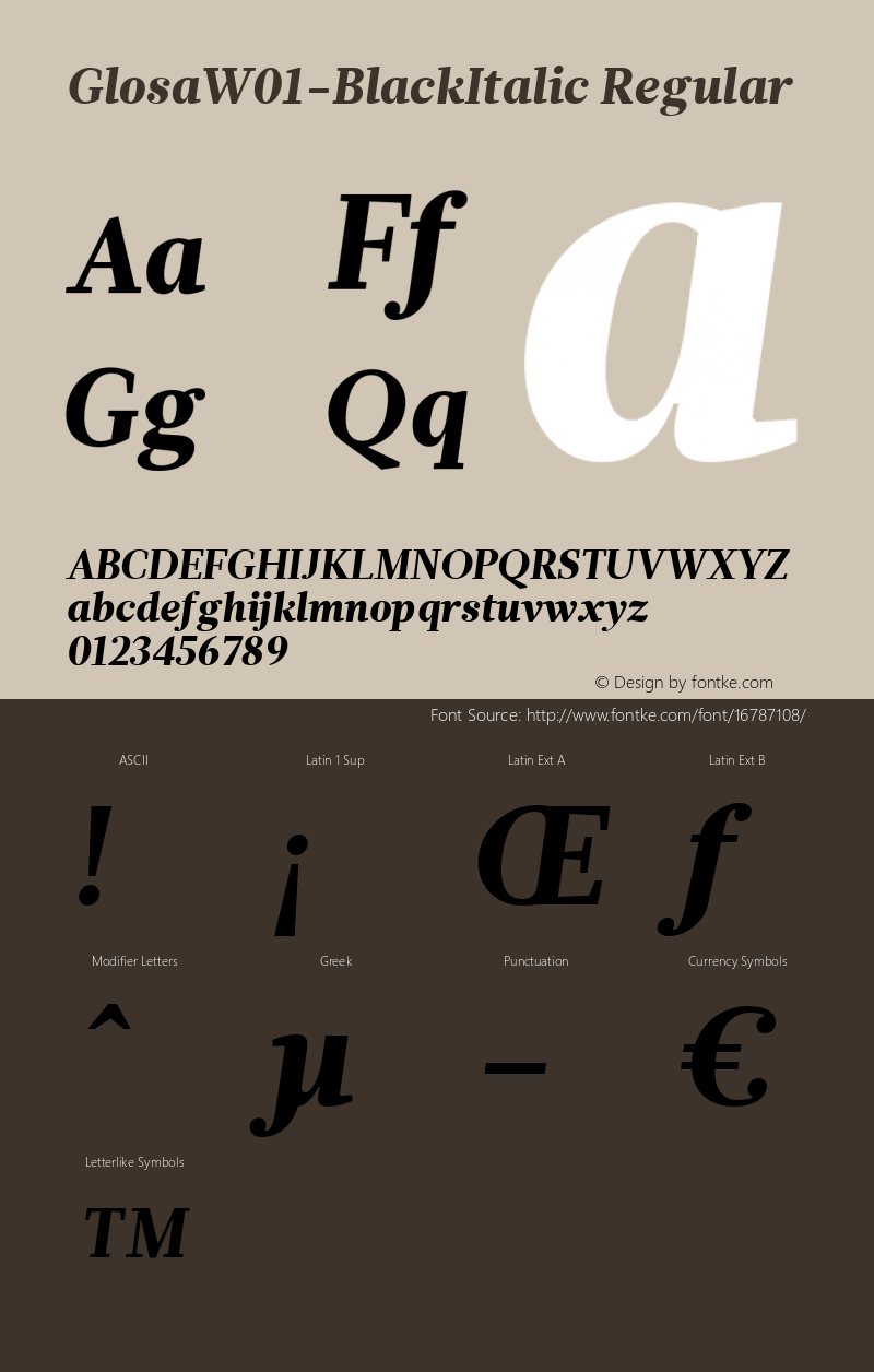 GlosaW01-BlackItalic Regular Version 1.00 Font Sample