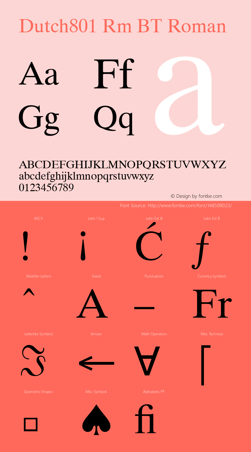 Dutch801 Rm BT Roman mfgpctt-v4.7 Nov 22 2005 Font Sample