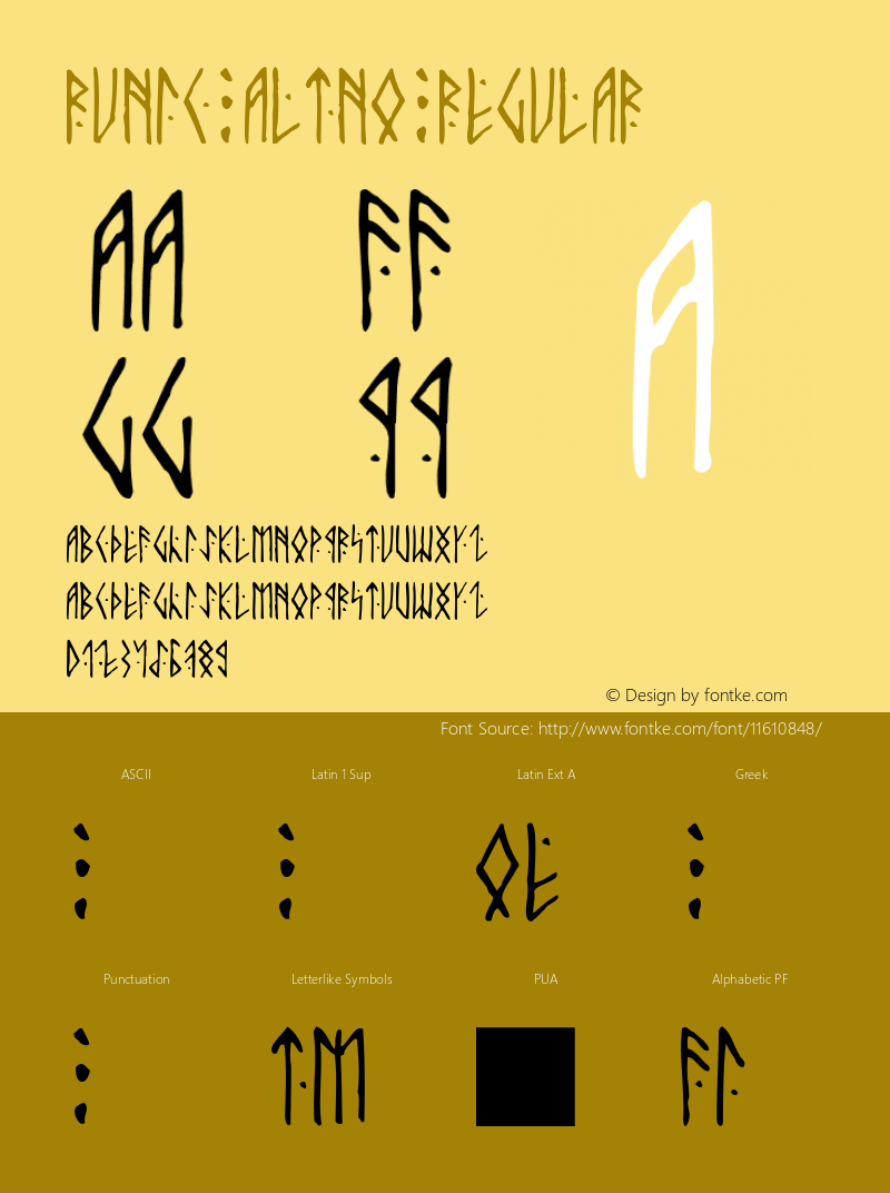 Runic AltNo Regular Version 1.0; 2001; initial release Font Sample