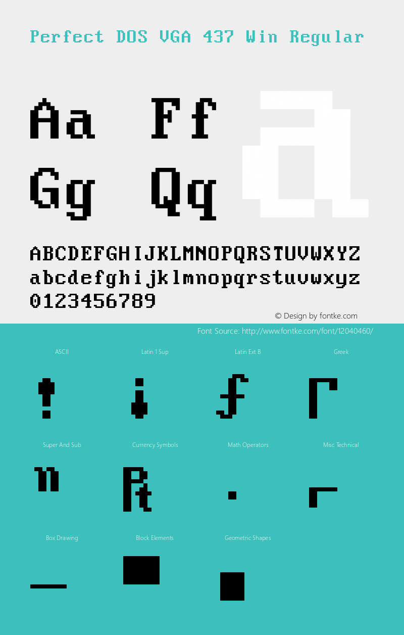 Perfect DOS VGA 437 Win Regular 2003; 1.0 Font Sample