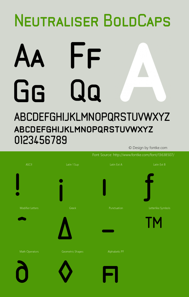 Neutraliser BoldCaps Version 001.000 Font Sample