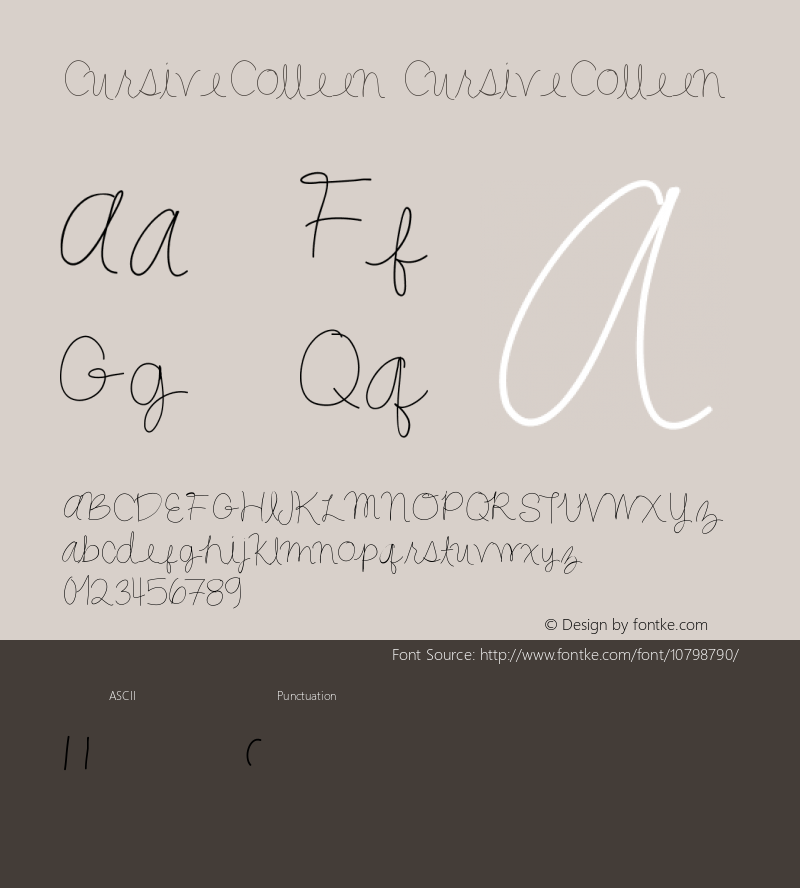 CursiveColleen CursiveColleen Version 001.000 Font Sample