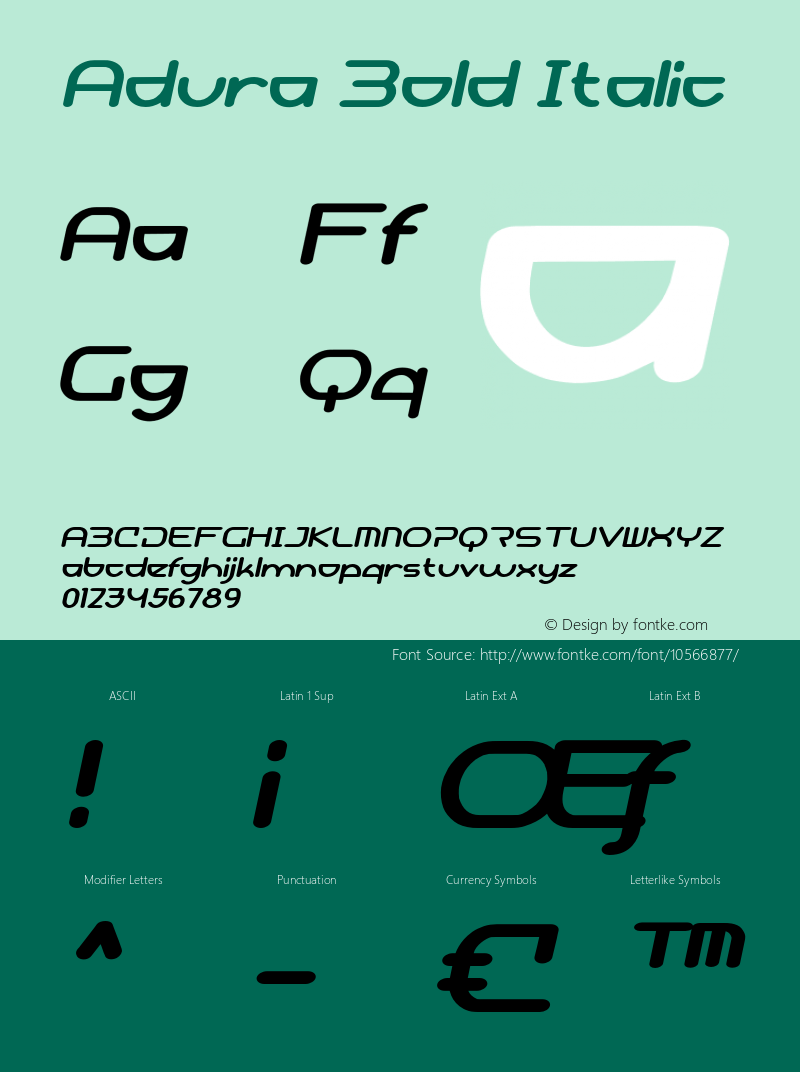 Adura Bold Italic Version 1.000 Font Sample