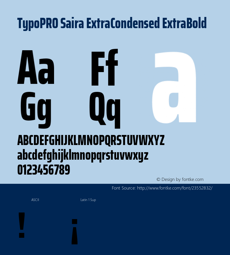 TypoPRO Saira ExtraCondensed ExtraBold Version 0.072 Font Sample