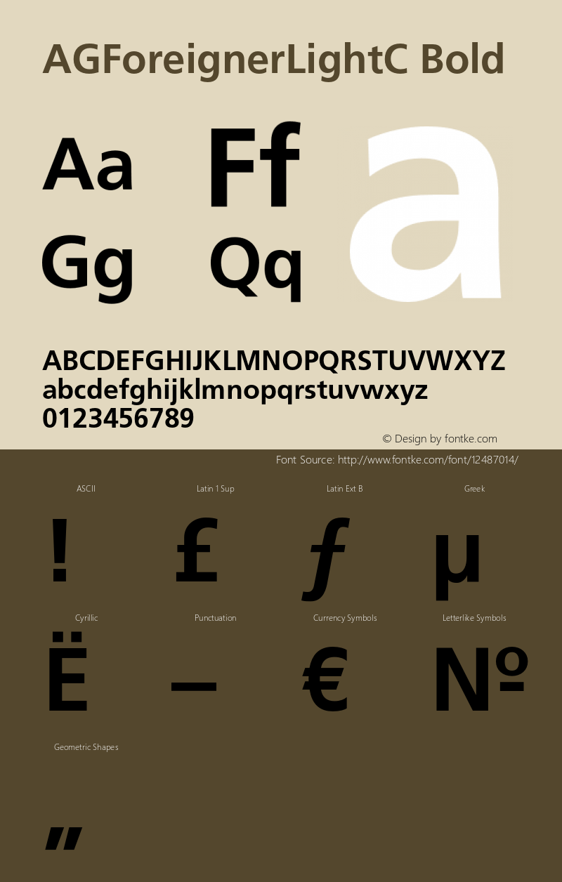 AGForeignerLightC Bold OTF 1.0;PS 001.000;Core 116;AOCW 1.0 161 Font Sample