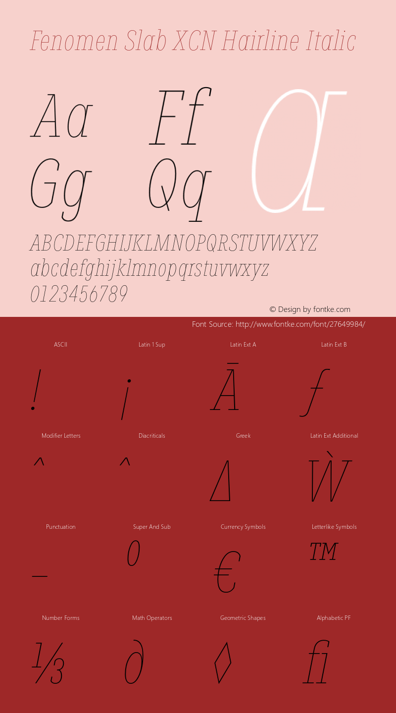 FenomenSlab-XCNHairlineItalic Version 1.001;PS 001.001;hotconv 1.0.88;makeotf.lib2.5.64775 Font Sample