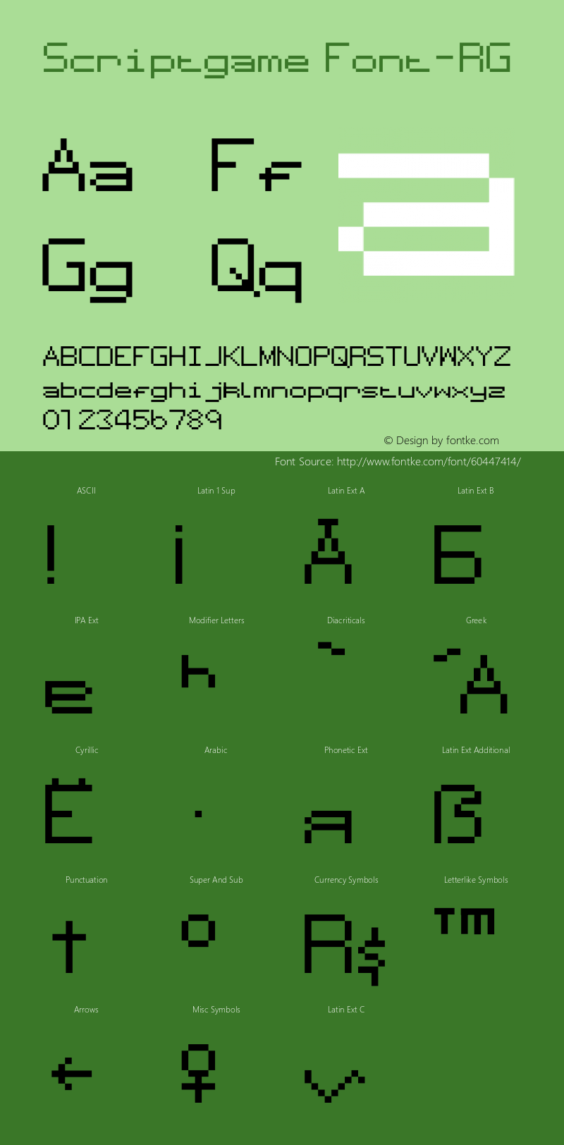 Scriftgame Version 001.000 Font Sample