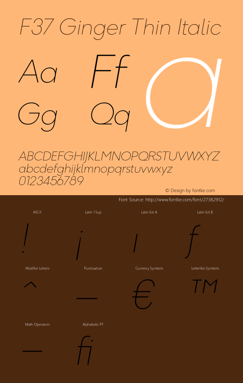 F37Ginger-ThinItalic Version 1.000;PS 001.000;hotconv 1.0.88;makeotf.lib2.5.64775 Font Sample