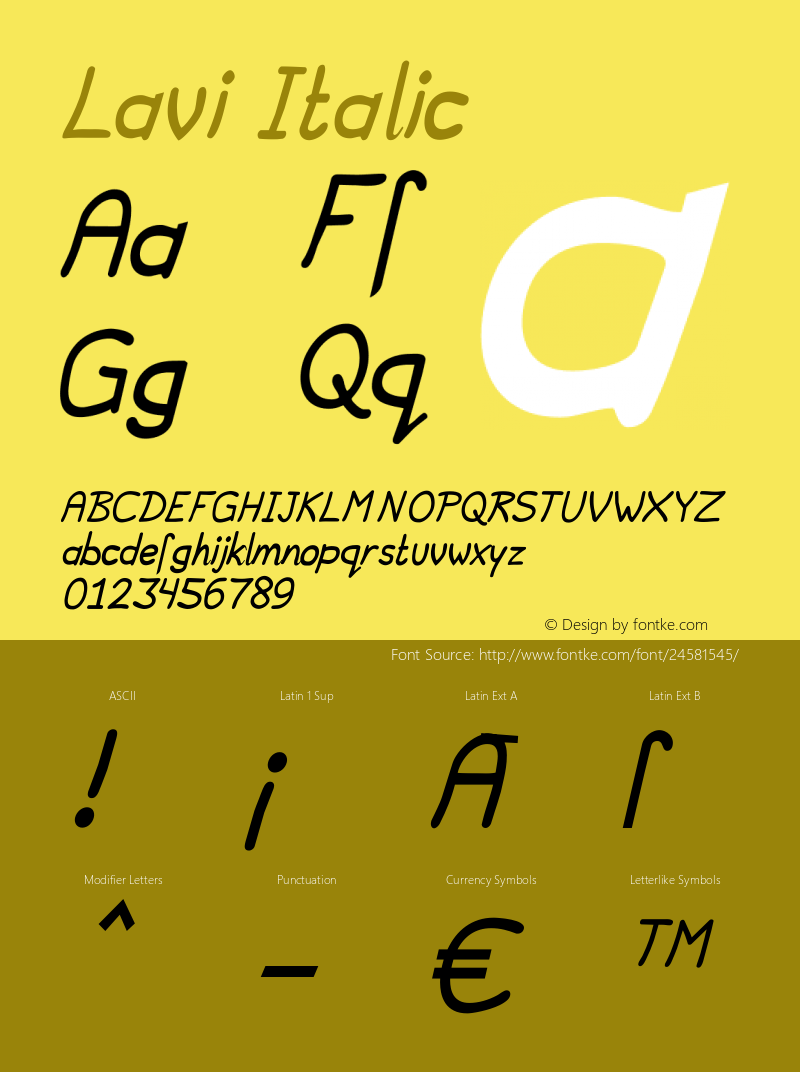 Lavi Italic Version 1.0 Font Sample