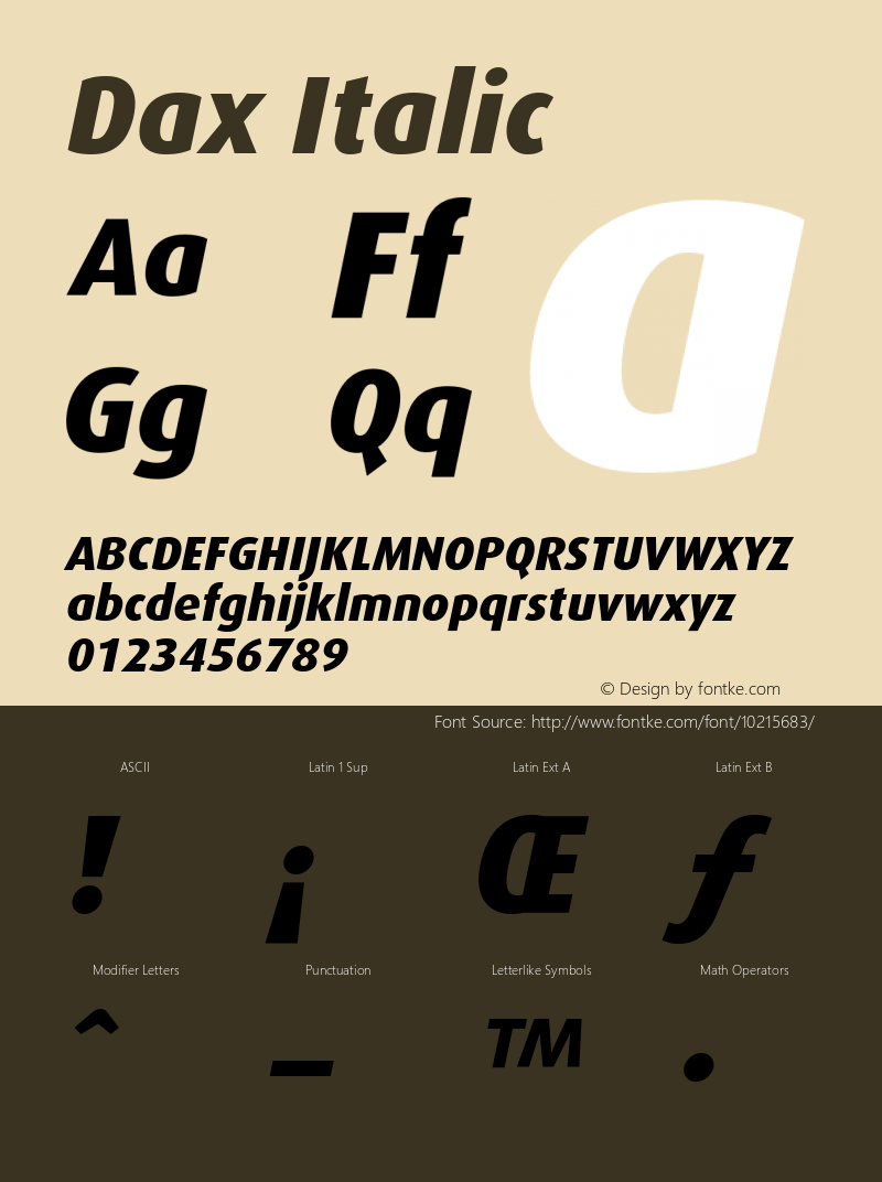 Dax Italic Version 1.00 Font Sample