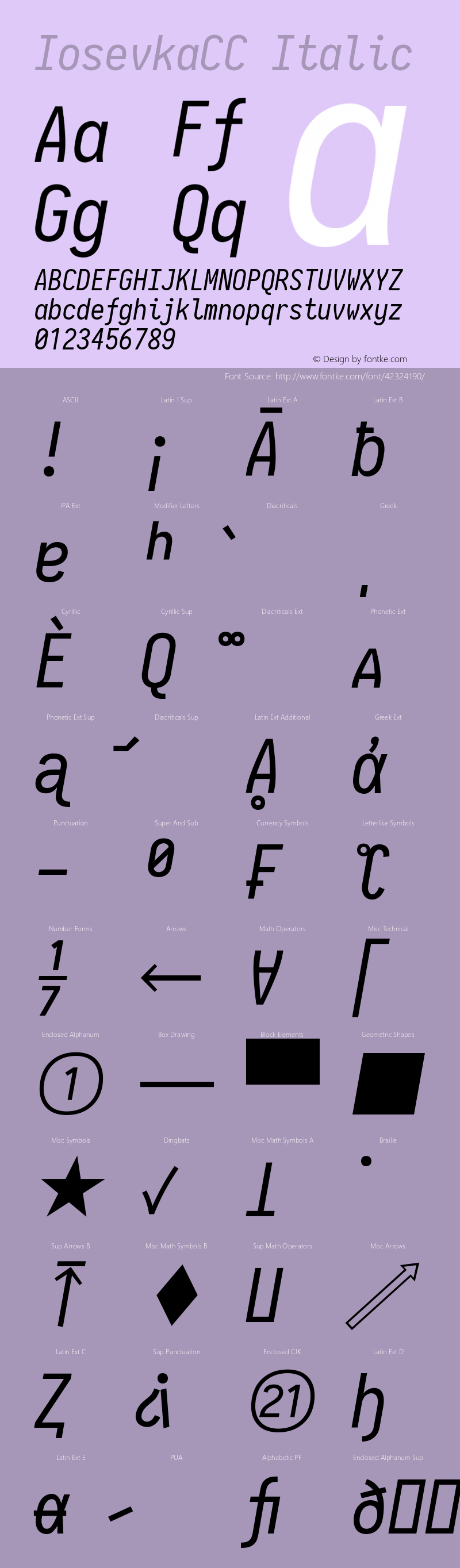 IosevkaCC Italic 2.3.2 Font Sample