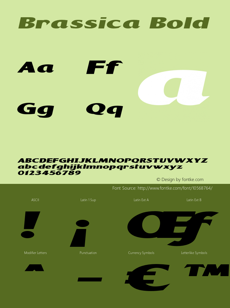 Brassica Bold Version 1.000 Font Sample