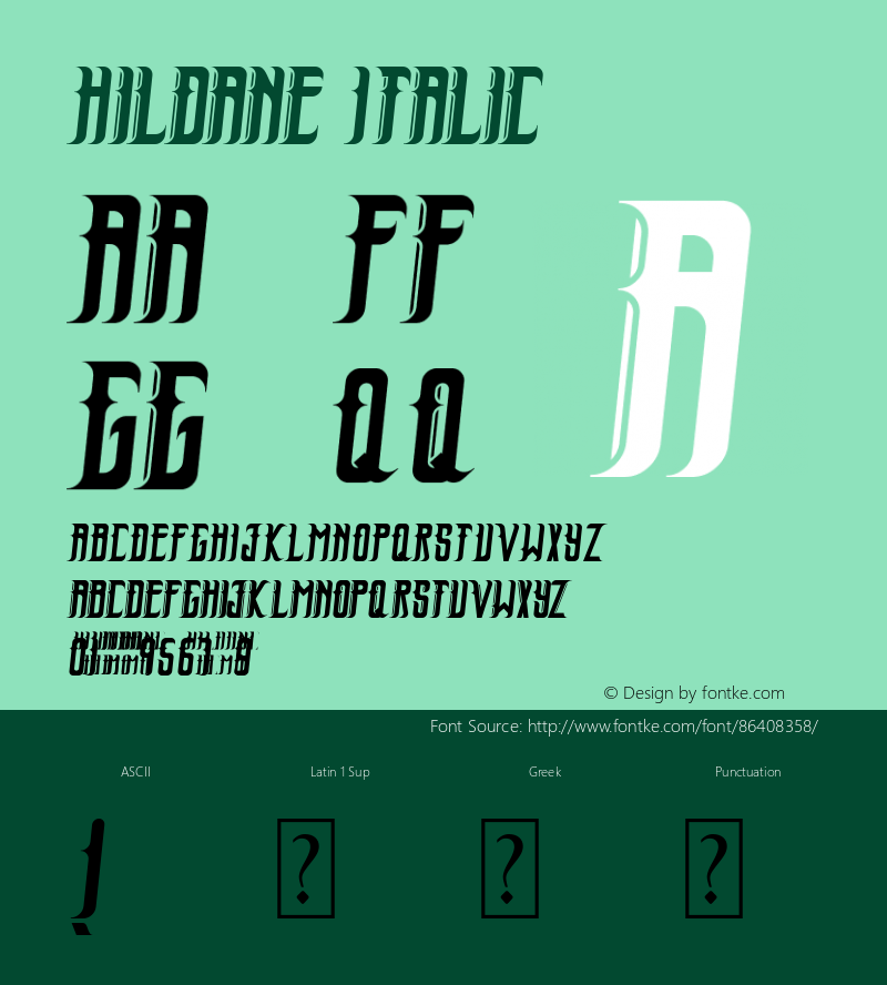 Hildane Italic Version 1.00;July 9, 2020;FontCreator 11.5.0.2422 64-bit Font Sample