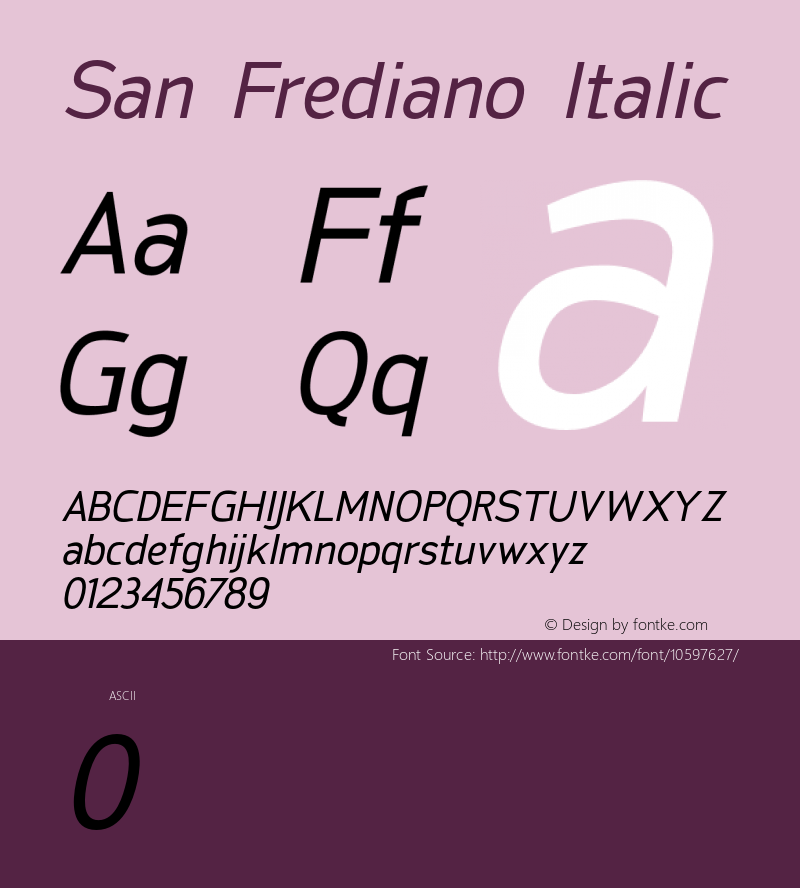San Frediano Italic Version 1.000 Font Sample