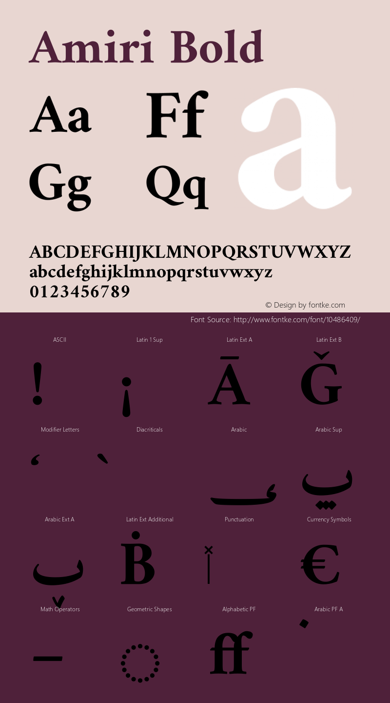 Amiri Bold Version 000.106 Font Sample