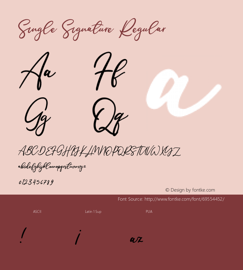 Single Signature Version 1.00;June 16, 2020;FontCreator 12.0.0.2563 64-bit Font Sample