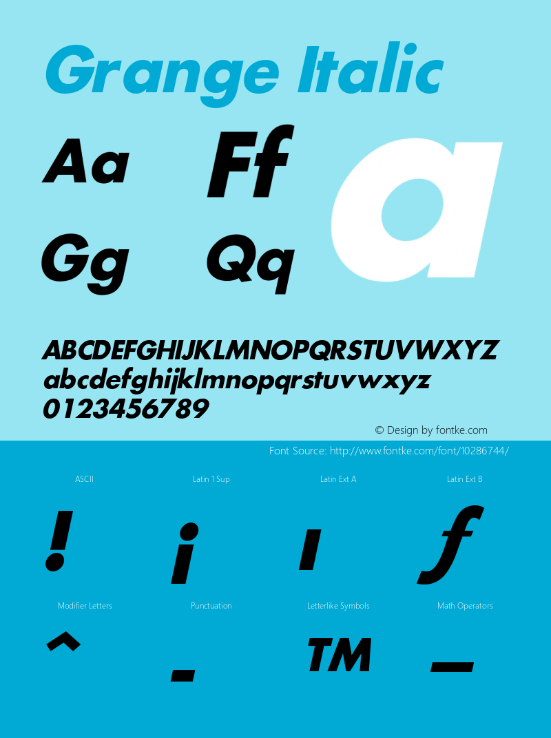 Grange Italic Macromedia Fontographer 4.1.5 5/18/98 Font Sample