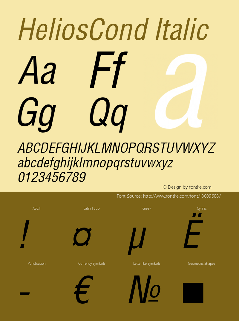 HeliosCond Italic OTF 1.0;PS 001.001;Core 116;AOCW 1.0 161 Font Sample