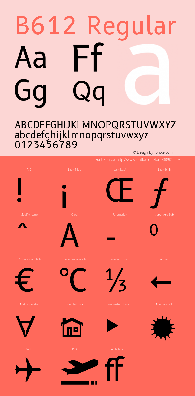 B612 Regular Version 1.008 Font Sample