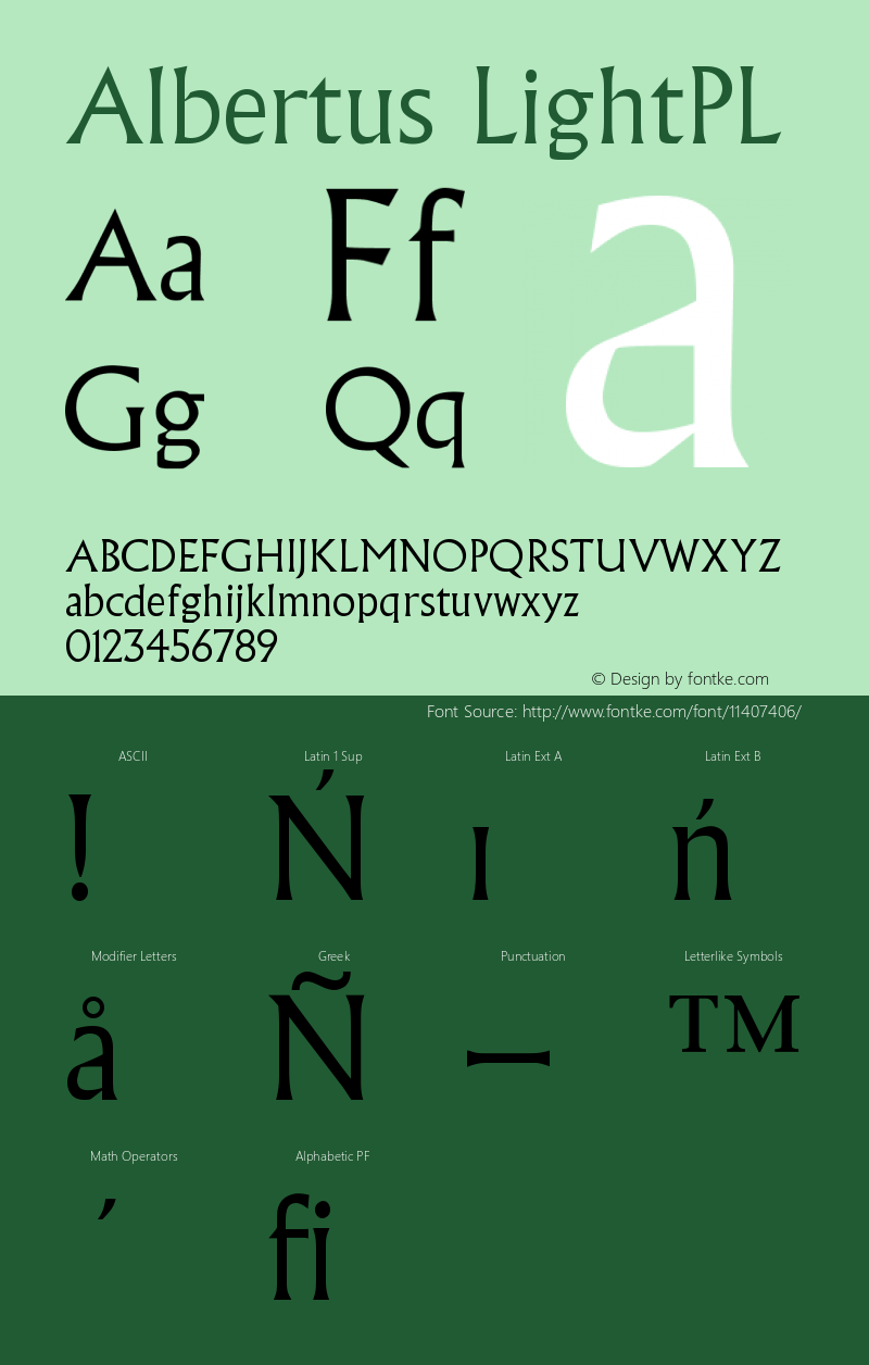 Albertus LightPL Version 001.000 Font Sample