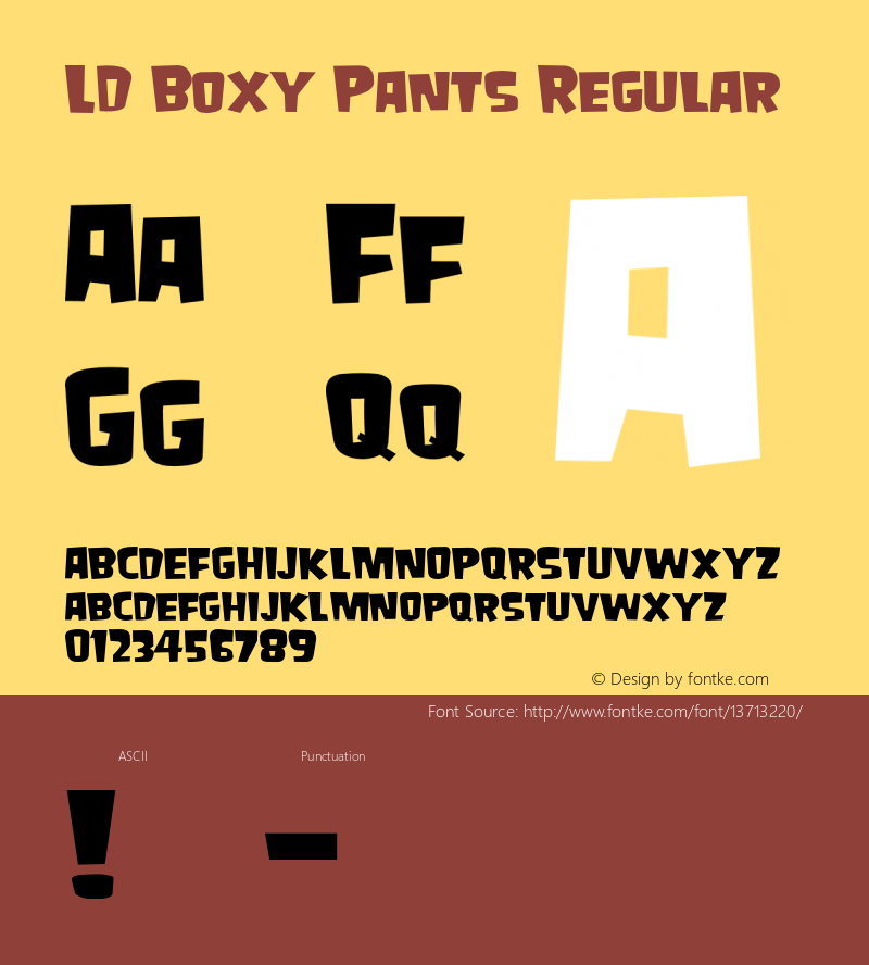 LD Boxy Pants Regular Unknown Font Sample