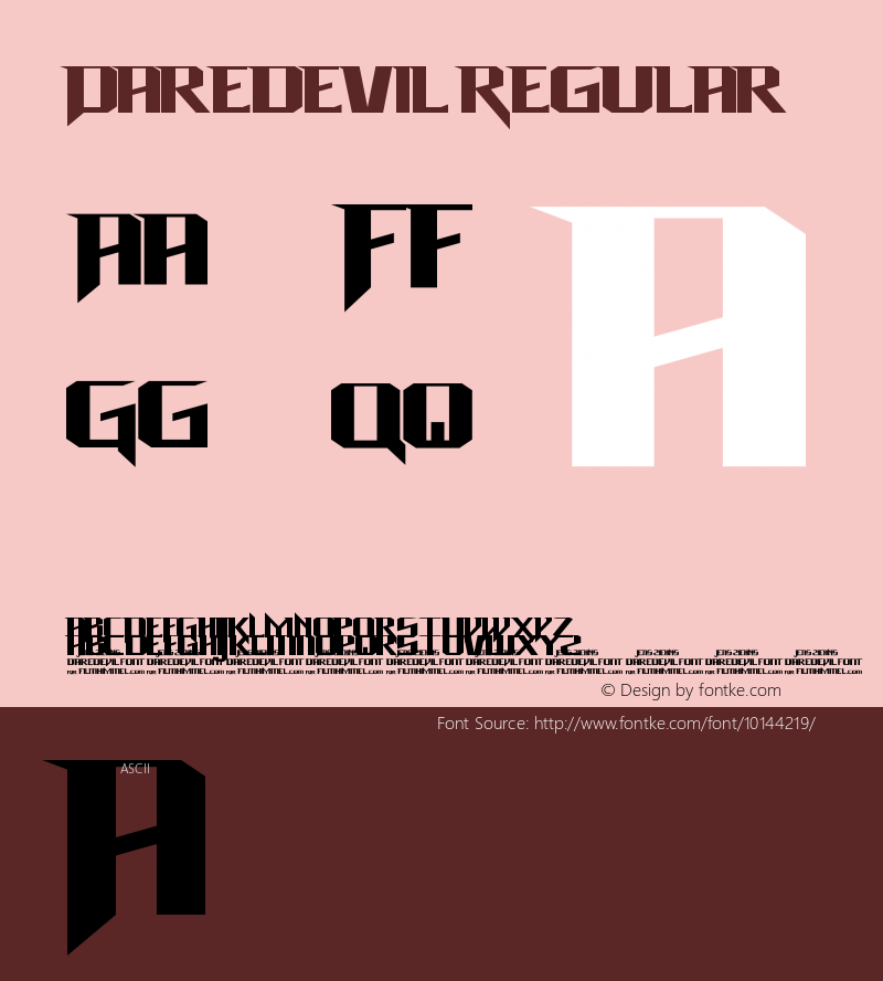 Daredevil Regular Unknown Font Sample