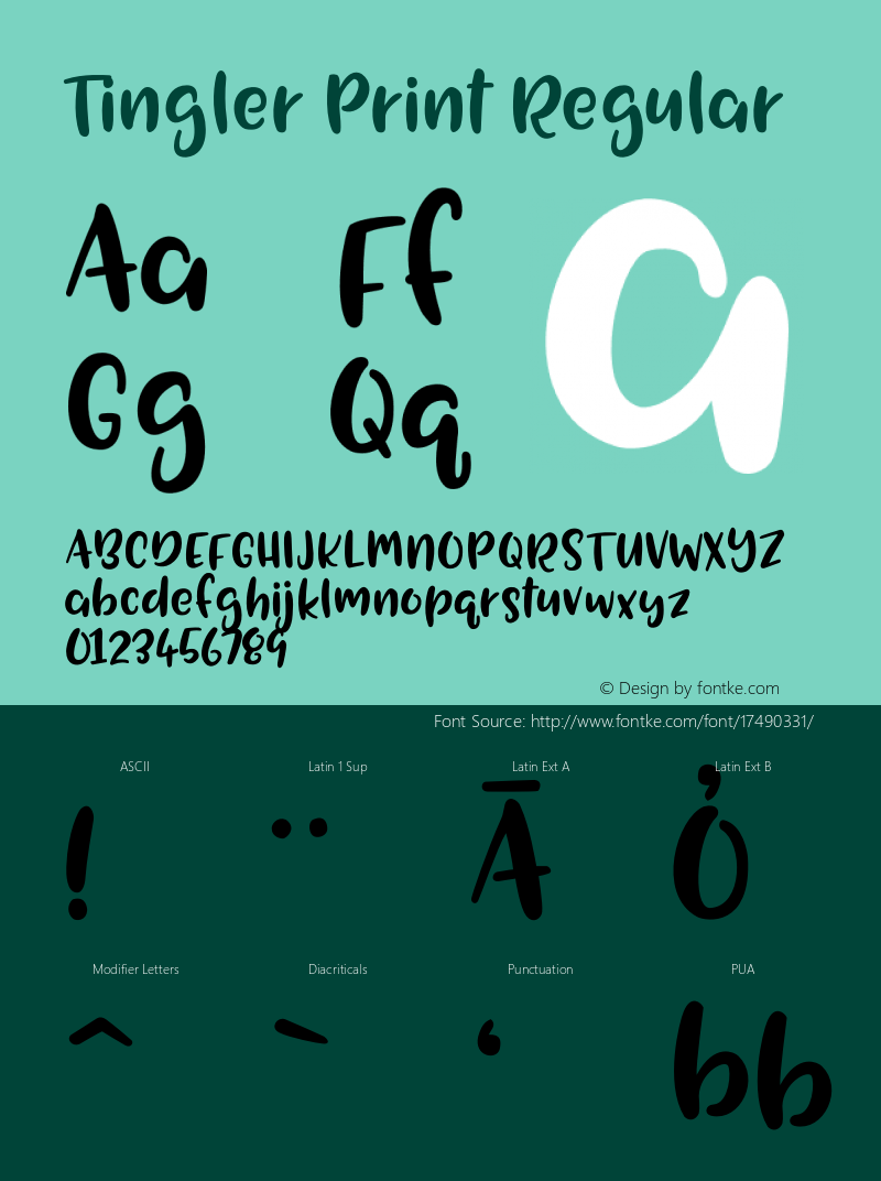 Tingler Print Regular Version 1.000 Font Sample