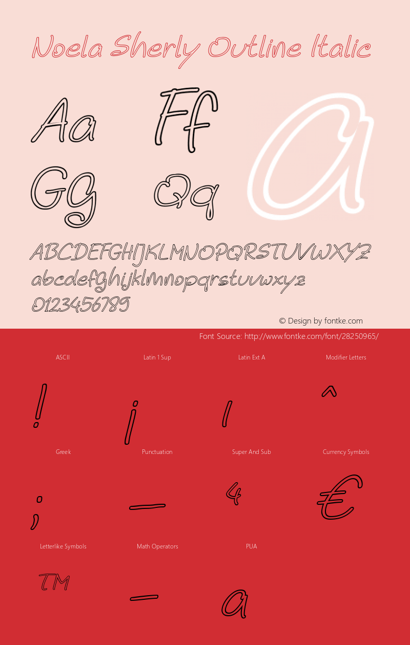 Noela Sherly Outline Italic Version 1.00;November 21, 2018 Font Sample