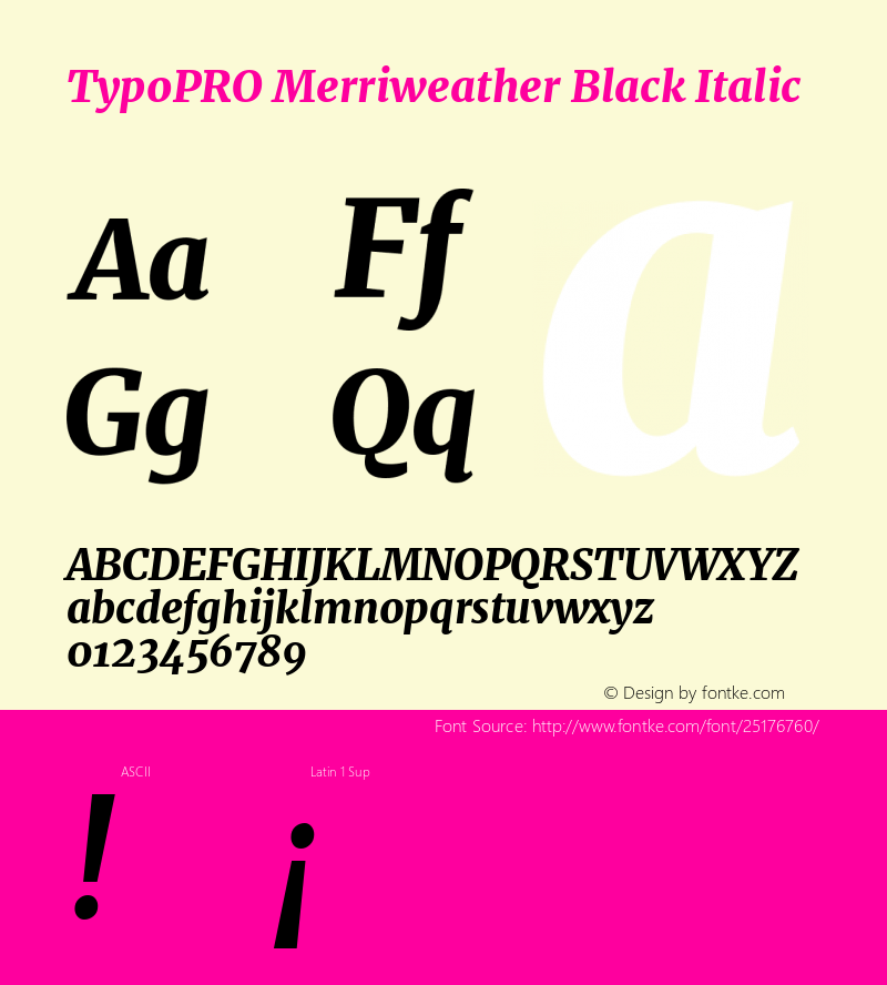 TypoPRO Merriweather Black Italic Version 2.002 Font Sample