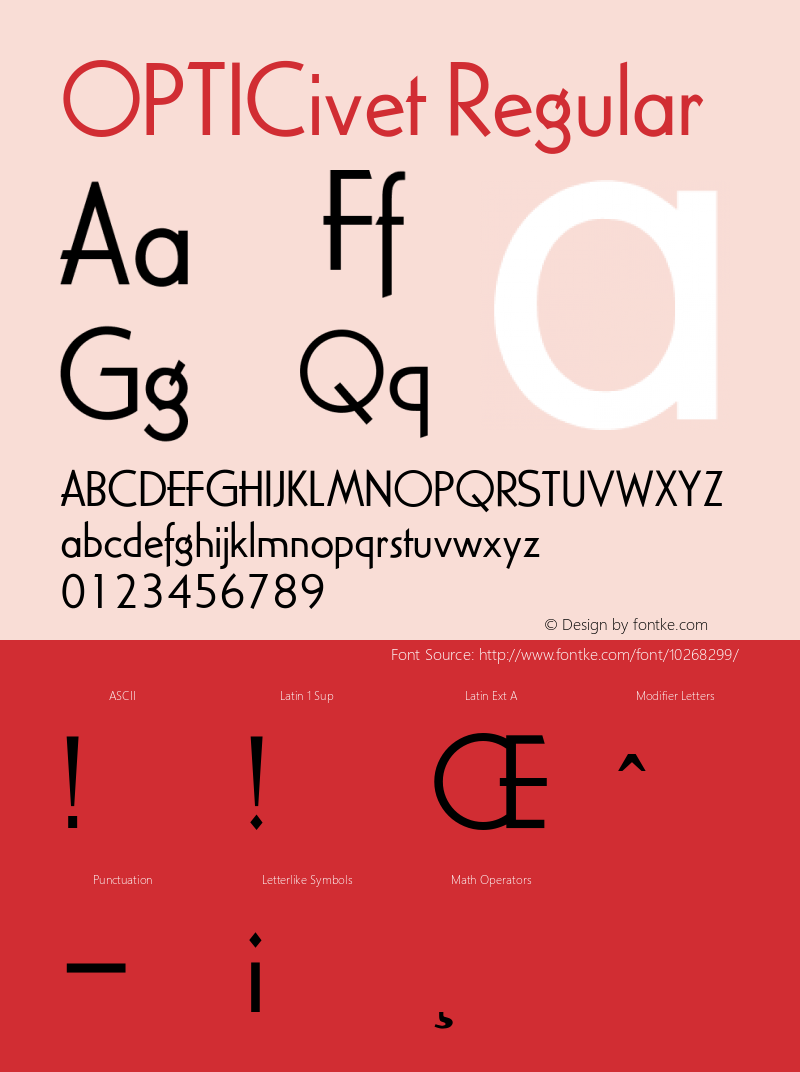 OPTICivet Regular Version 001.000 Font Sample