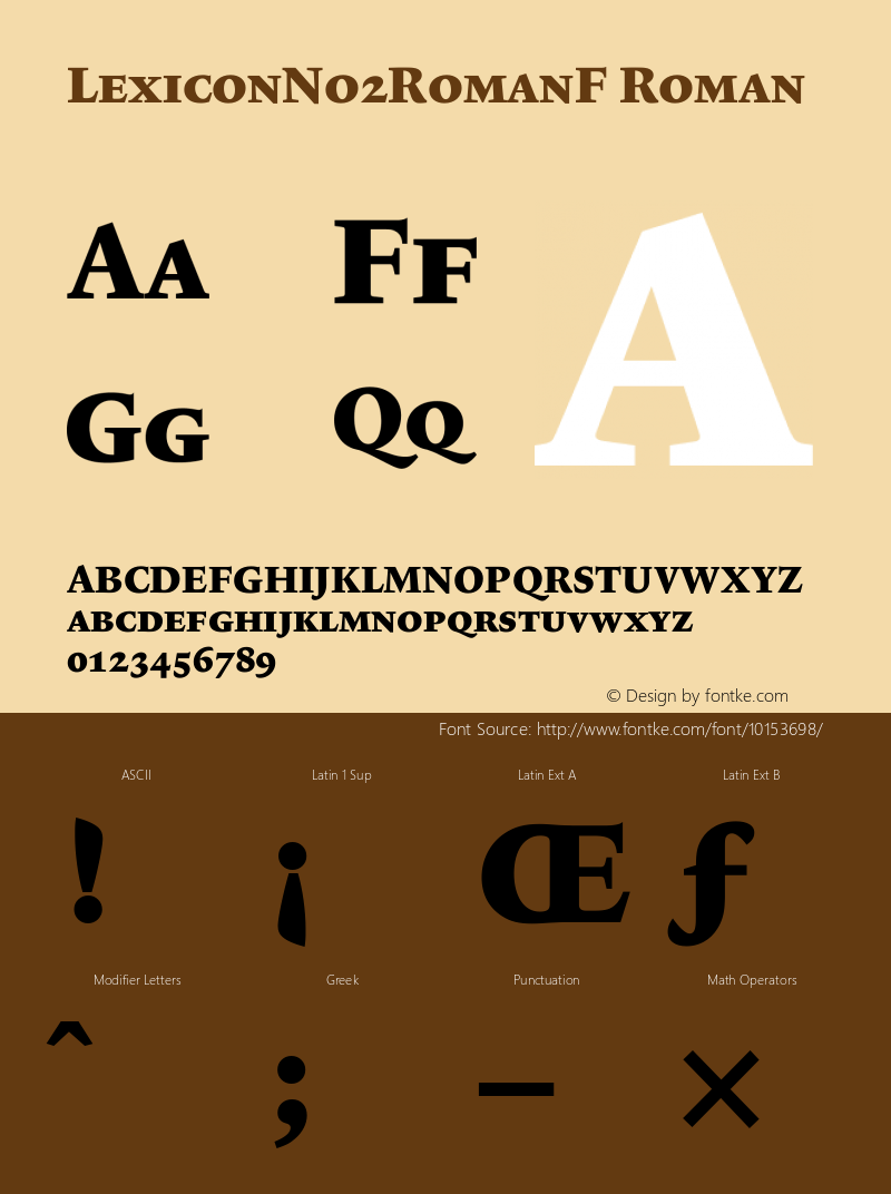 LexiconNo2RomanF Roman Version 001.000 Font Sample