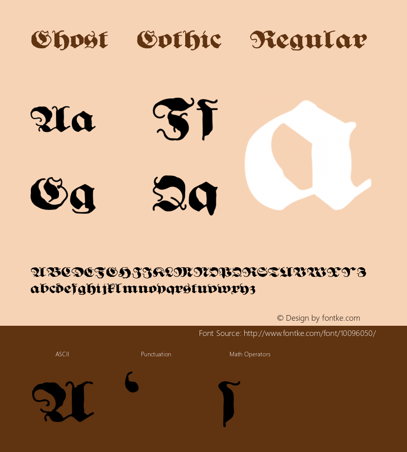 Ghost Gothic Regular Altsys Fontographer 4.0.3 9/8/97 Font Sample