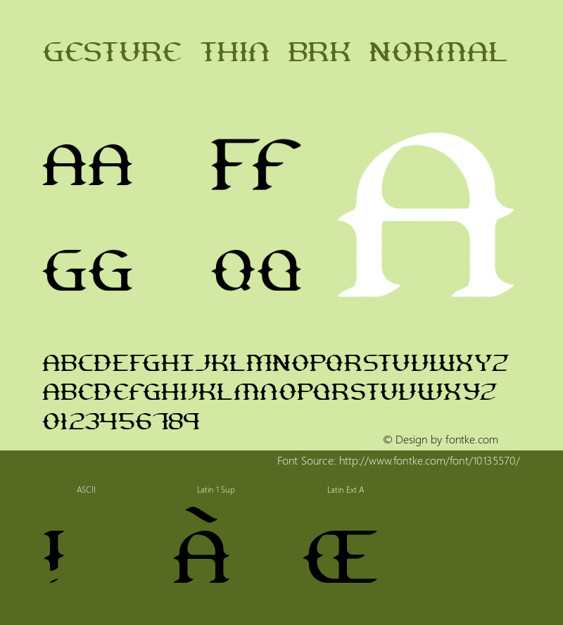 Gesture Thin BRK Normal Version 1.04 Font Sample