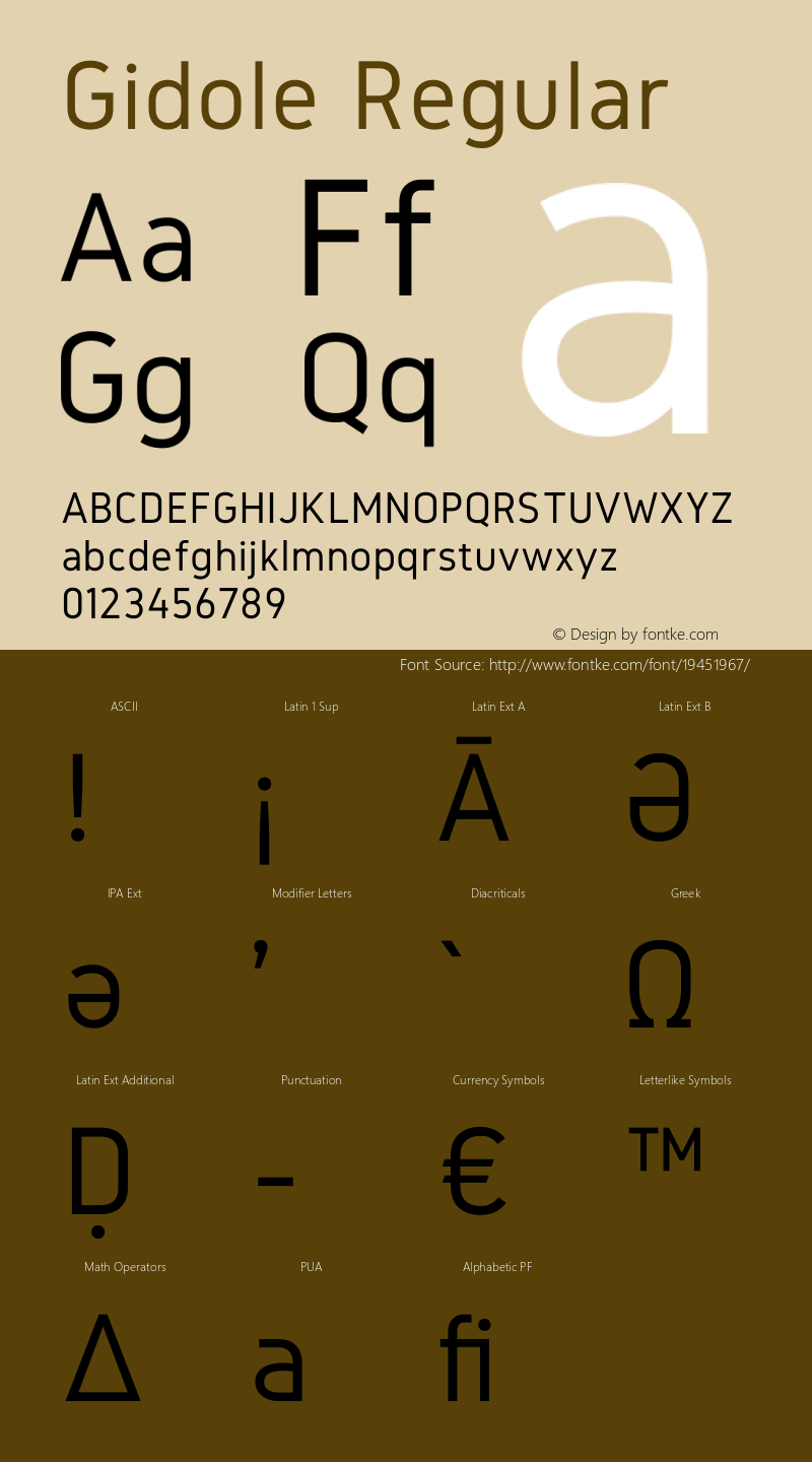 Gidole Regular Version 0.4 Font Sample